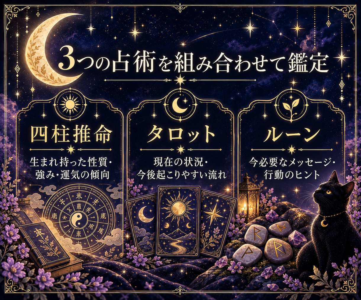 あなたの総合運を3つの占術で丁寧に鑑定します 四柱推命×タロット×ルーンで今と未来を総合鑑定 イメージ4