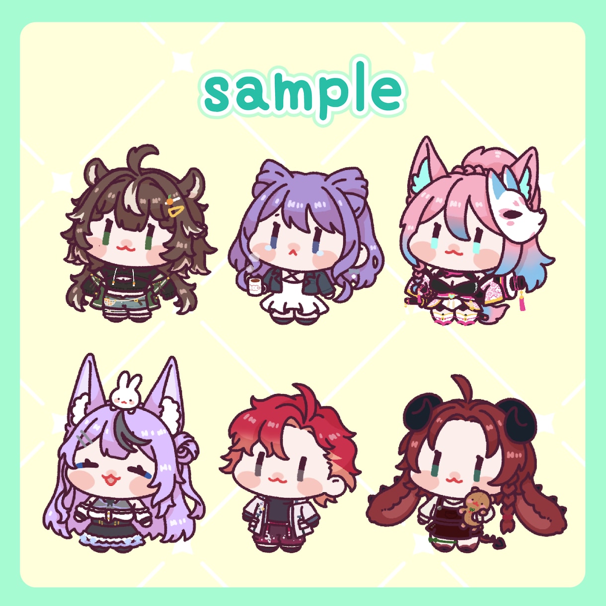 ミニキャラ(デフォルメ/SD)イラスト制作します もちもち可愛いイラストでアイコンやグッズに！ イメージ5