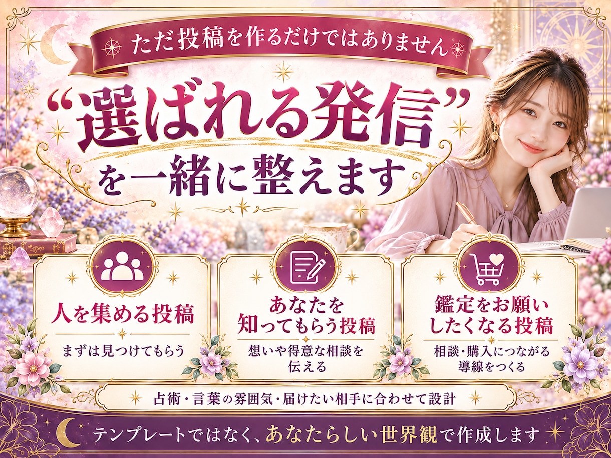 占い師専門｜Instagram運用を代行します 鑑定はあなたに。発信づくりと集客設計はお任せください イメージ5