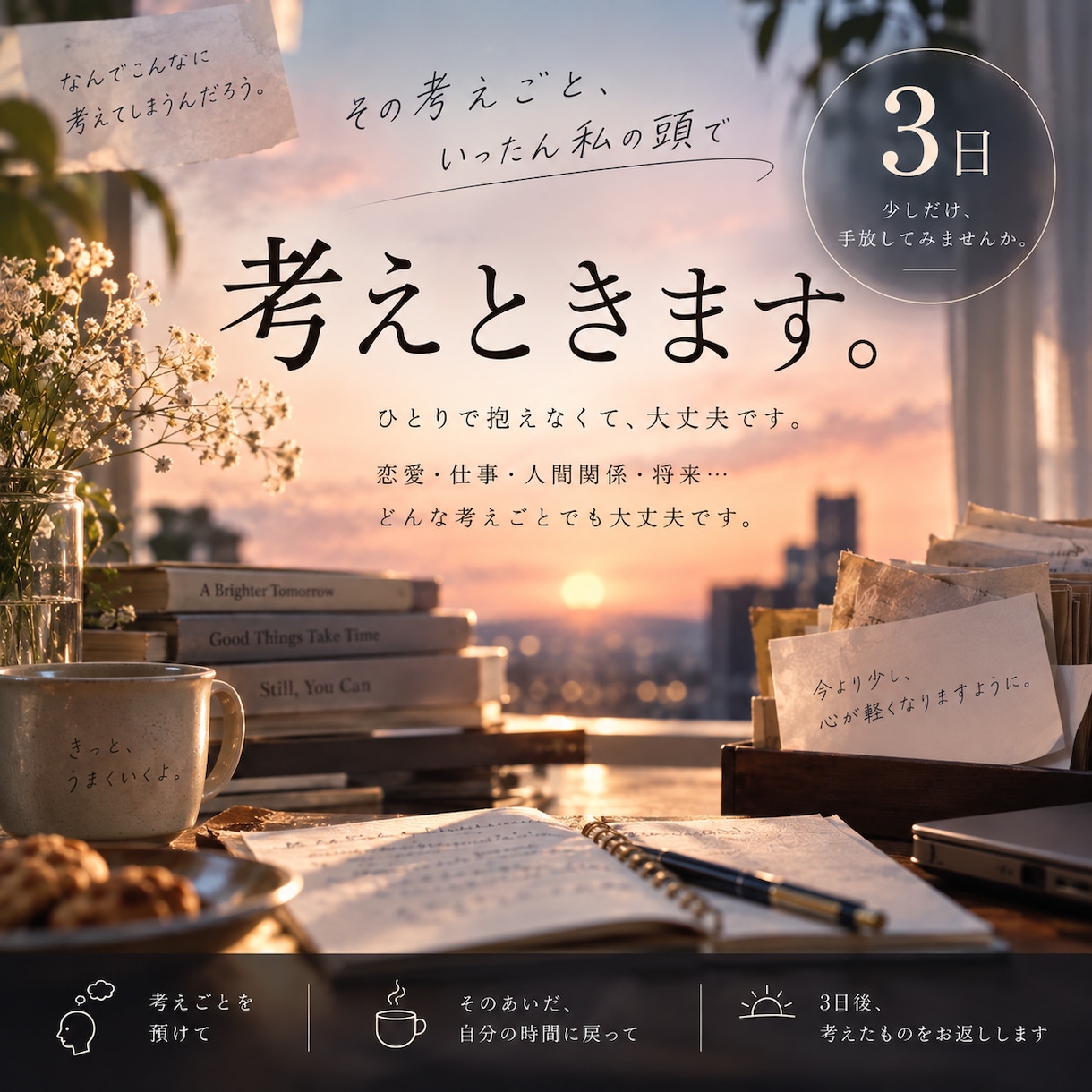何度考えても答えが出ないことを預かります 預けている間は、あなたの代わりに私が考えます イメージ1