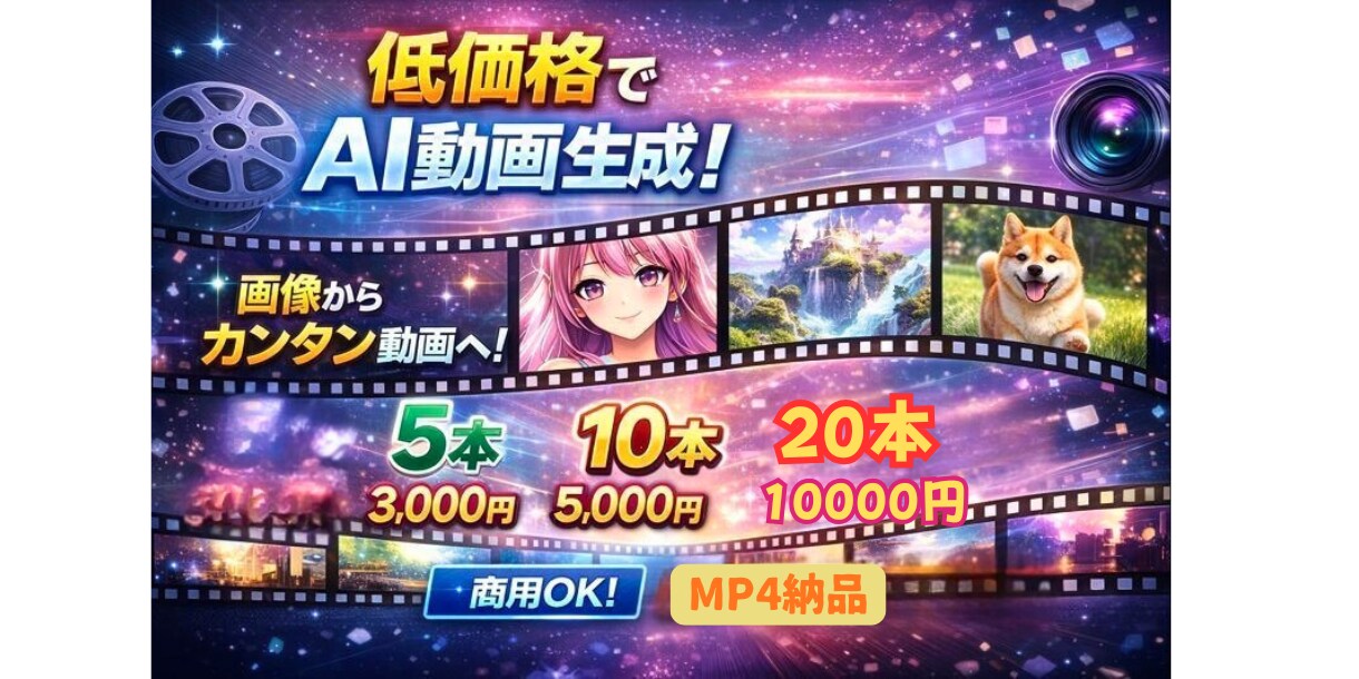 格安☆画像を最新AIで動画化します KLING AIで動画化｜MP4納品商用利用OK イメージ1