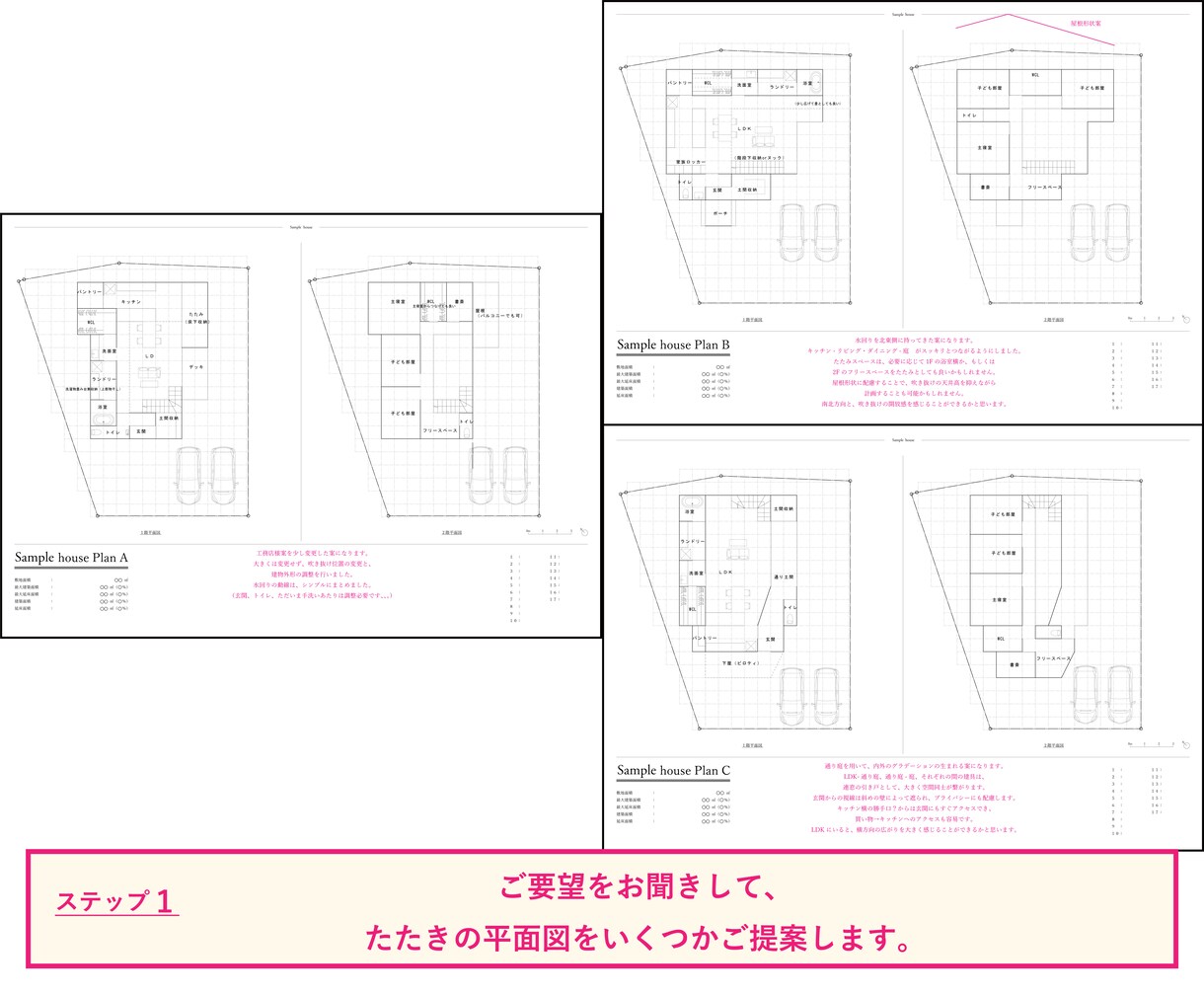 アトリエ系一級建築士が間取りの可能性をご提案します 間取りの「セカンドオピニオン」としてご利用ください。 イメージ3