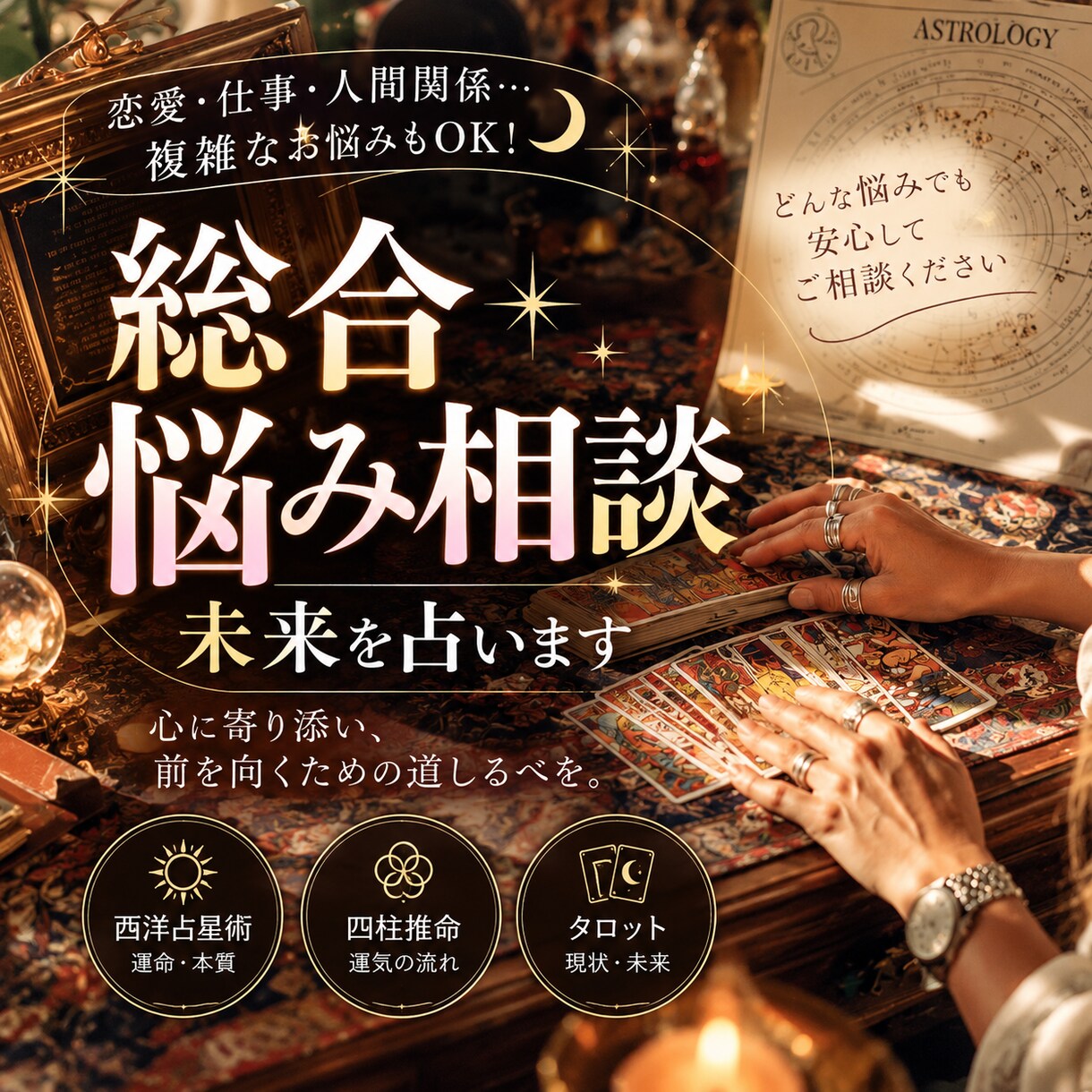 総合悩み相談、複雑な問題もOK！未来を占います 期間限定で500での鑑定を受け付けております。 イメージ1