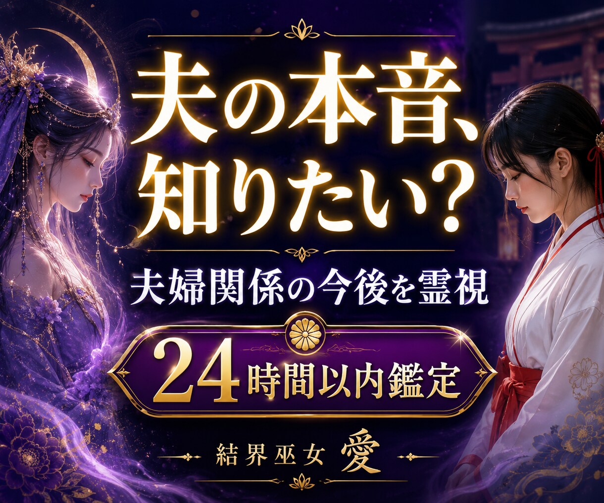 夫の本音と夫婦関係の今後を霊視します 冷えた関係・会話のない日々…夫と向き合う一歩をお伝えします イメージ1