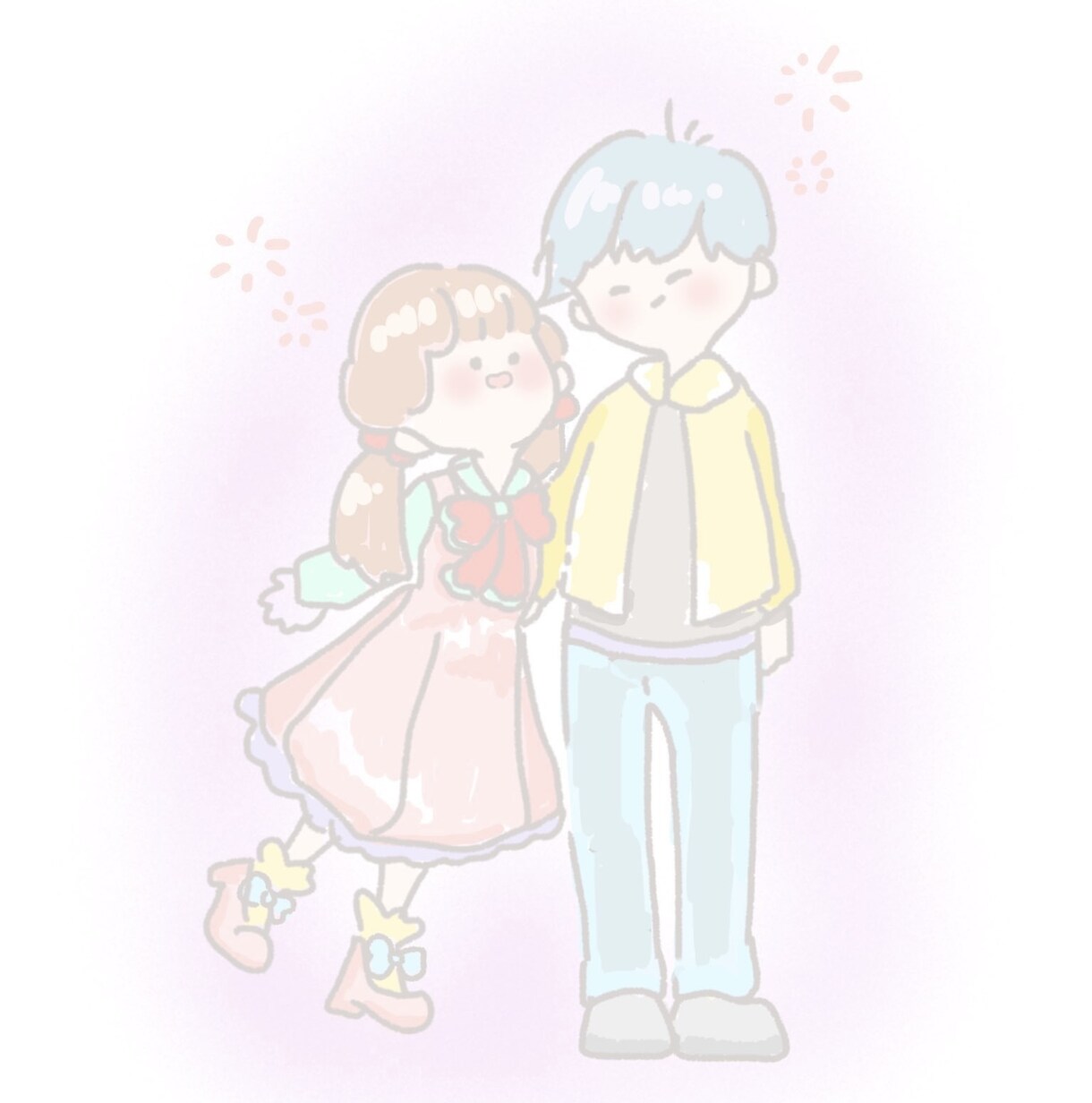 カップルなど似顔絵描きます カップルなどほんわかで暖かい似顔絵描きます。 イメージ1