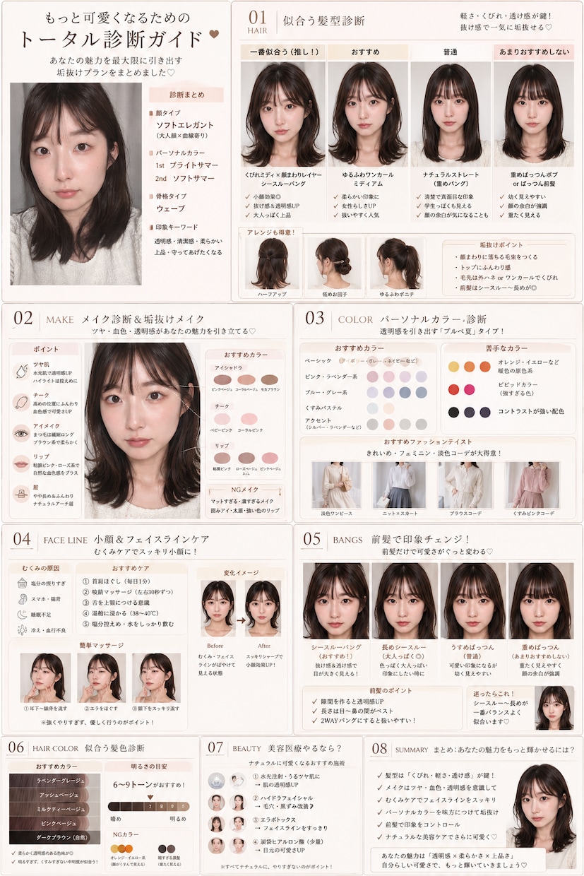 顔タイプ×パーソナルカラー診断します 元美容部員があなた専用の垢抜けBOOK作ります♡ イメージ5