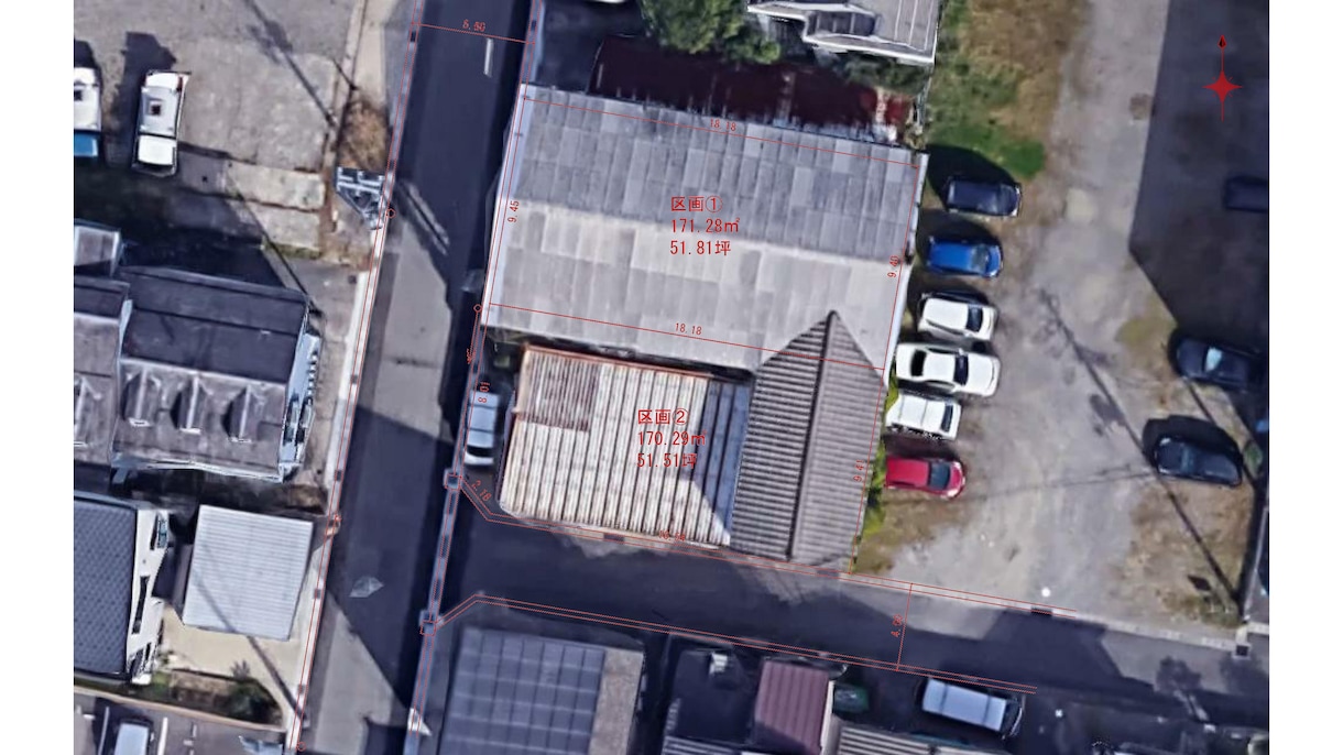 分譲計画図　航空写真から区割図を作成します 【測量図なし】航空写真から区割図を作成。 イメージ1