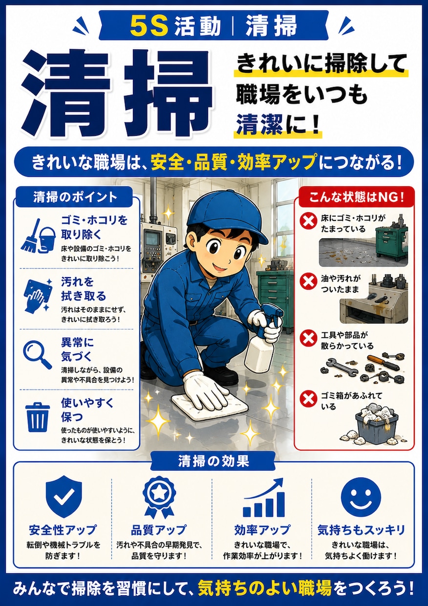 5S・整理整頓の注意喚起ポスターを作成します 工場・倉庫・事務所など、現場に合わせた5Sポスターを作成！ イメージ3