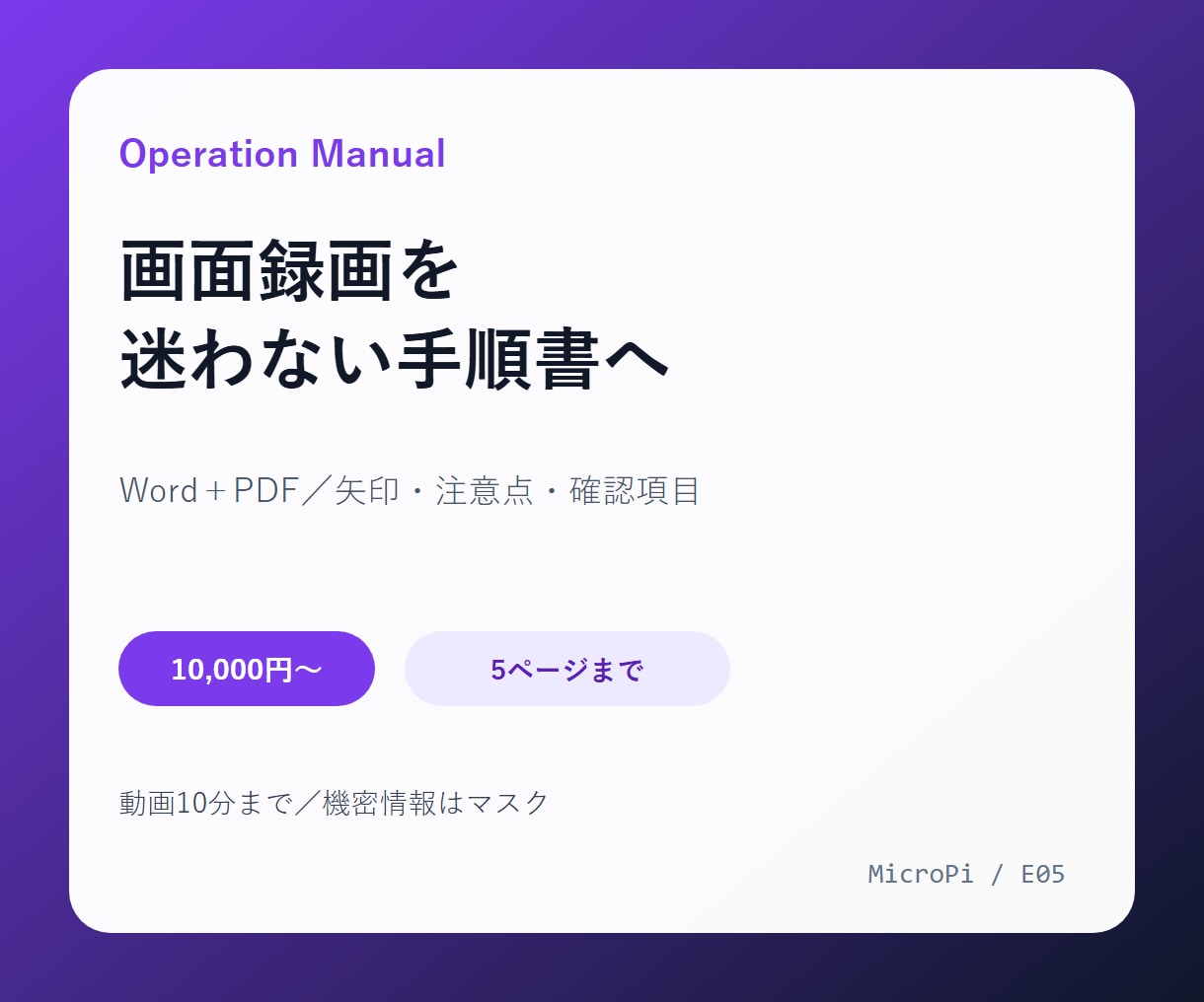 画面録画から画像付き操作マニュアルを作ります 動画10分から5ページへ、WordとPDFで納品 イメージ1