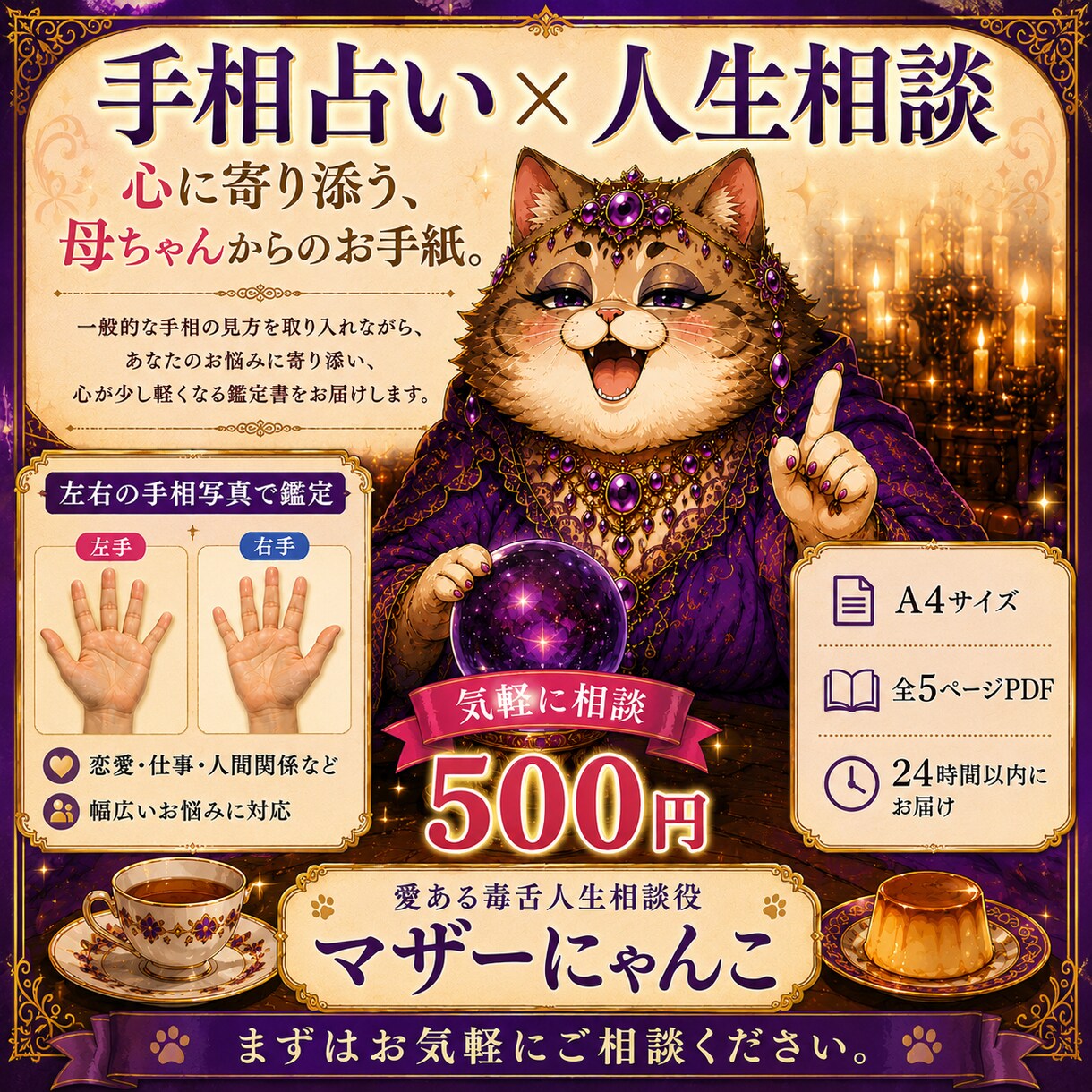 手相占い×人生相談｜心に寄り添います 母ちゃんが心を込めて、鑑定書（PDF）を届けるよ。 イメージ2