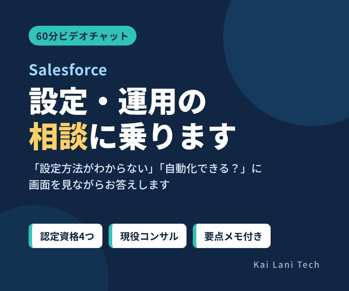 Salesforceの設定・運用相談に乗ります 認定資格4つの現役コンサルが画面を見て回答 イメージ1