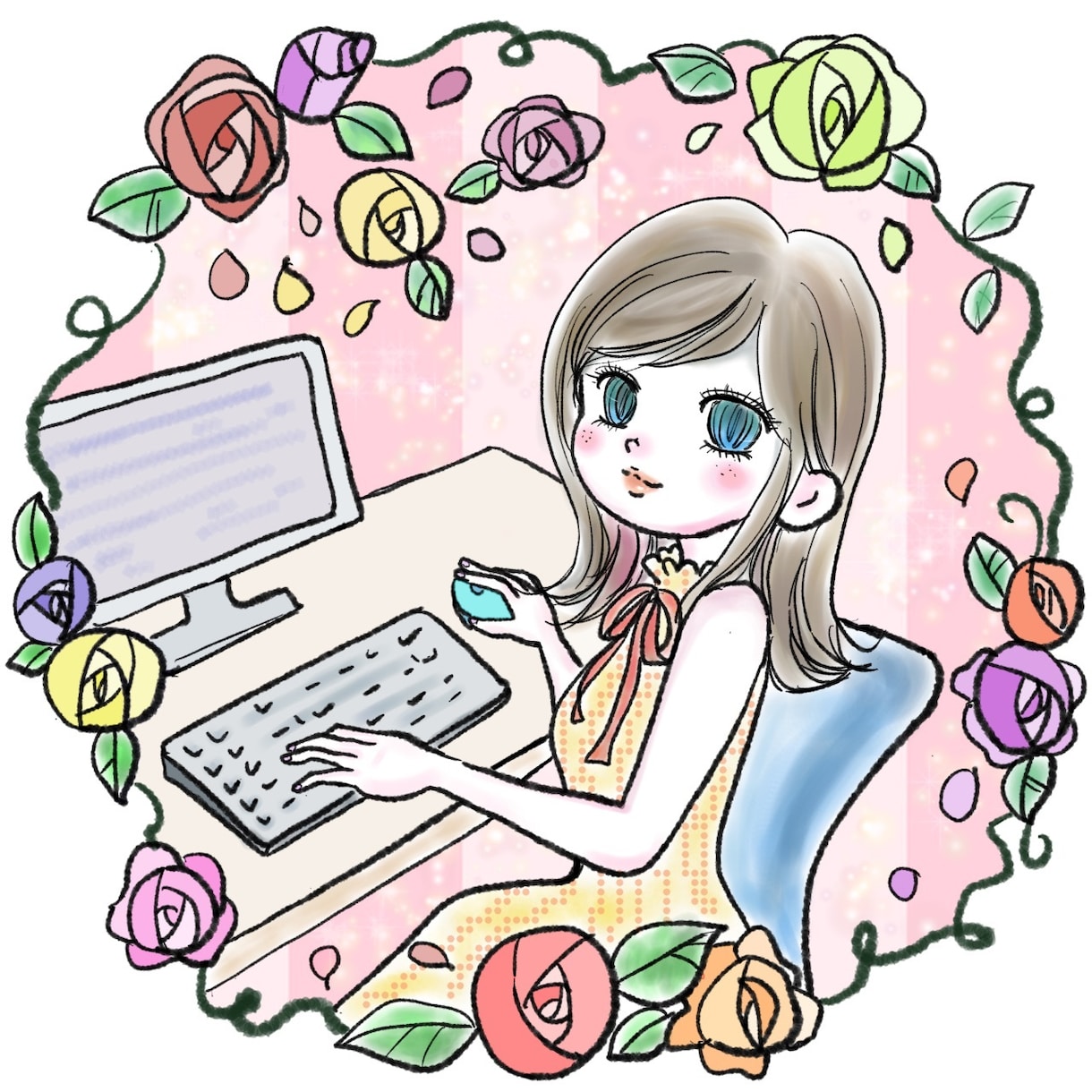 アイコン お祝い用にお好みのイラストを描きます 昭和レトロ　少女漫画　雑誌表紙風などお好みの絵柄にできます。 イメージ4