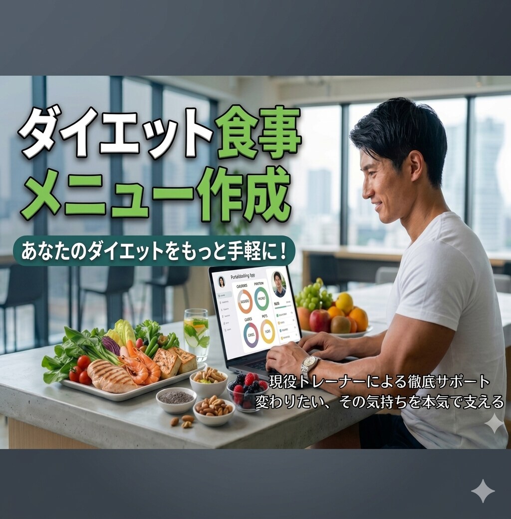質問無制限！現役トレーナーが食事メニュー作成します 現役トレーナーが食事の悩みを丸ごと解決！ イメージ1