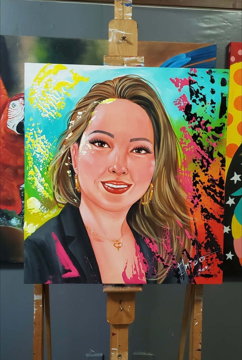 キャンバスにリアルな肖像画を描きます アクリル絵の具で描いています　個人の絵、カップル、家族 イメージ5