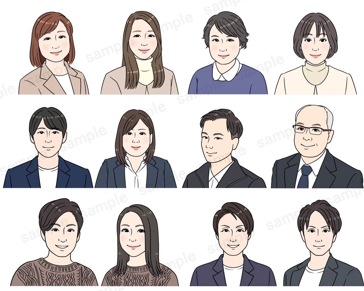 名刺やスタッフ紹介等ビジネスに最適な似顔絵描きます シンプルだけどちょっとリアルで少し似てる！オプションでカラー イメージ7