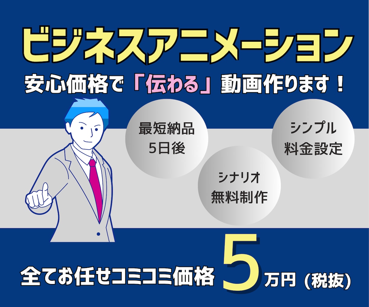ビジネス向けアニメーション動画制作承ります 面倒なシナリオ作成やナレーション挿入も全てコミコミ5万円！ イメージ1
