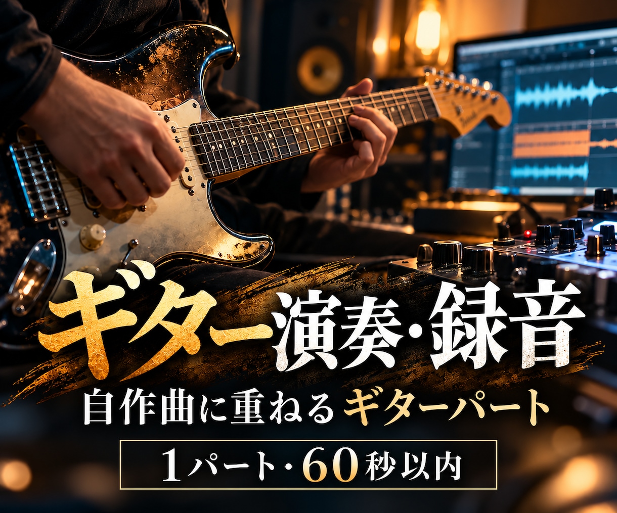 自作曲のギターパートを演奏・録音します 短いフレーズから、楽曲に重ねる音を イメージ1