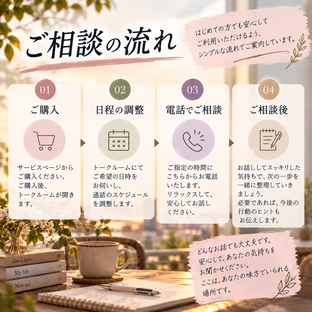 バツイチ・シングルマザーの本音や悩みをお聴きします 離婚も恋愛も経験したシンママが同じ目線で寄り添います イメージ6