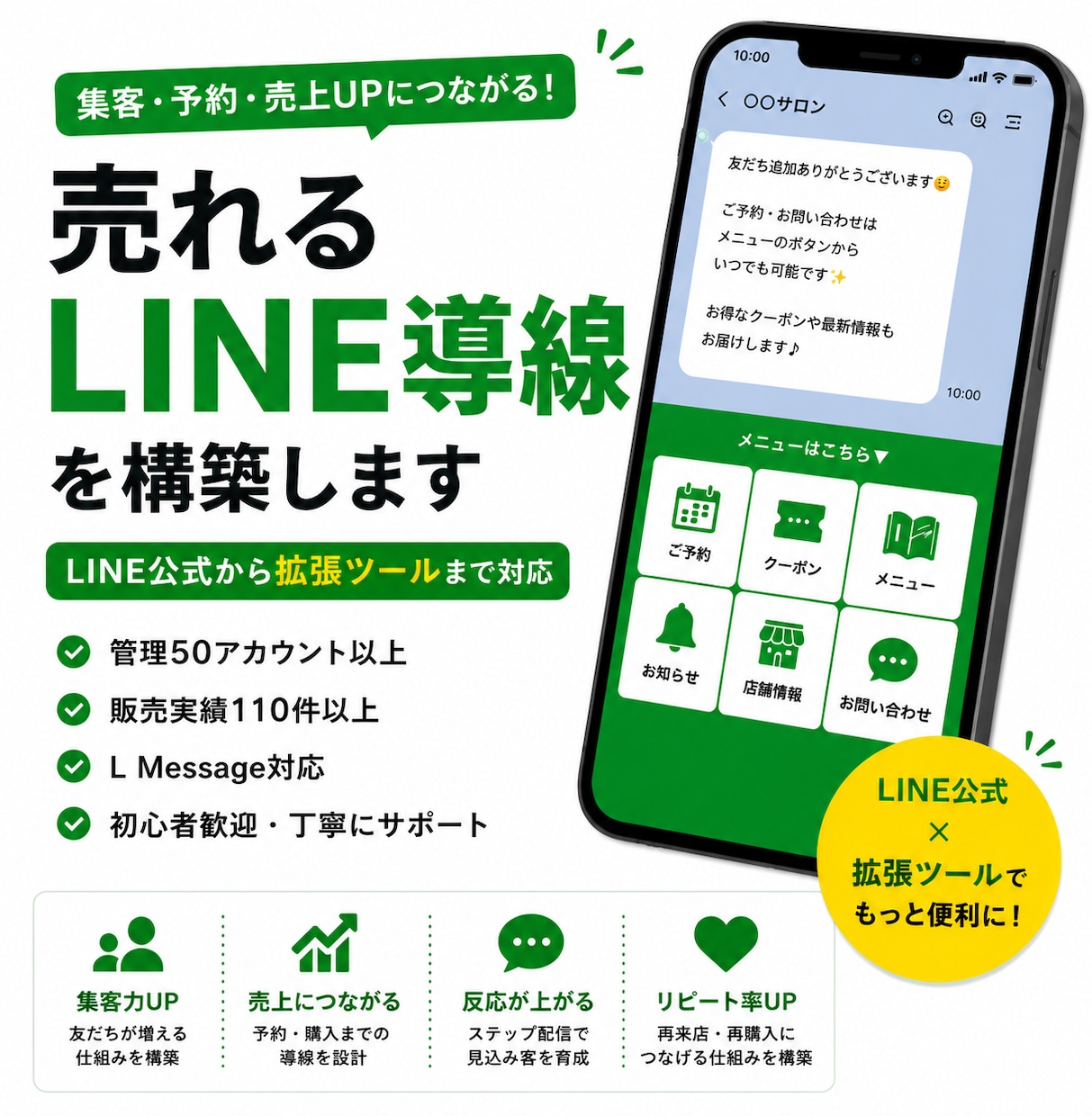 売れるLINE導線、LINE構築をします LINE公式から拡張ツールまで対応可能 イメージ1