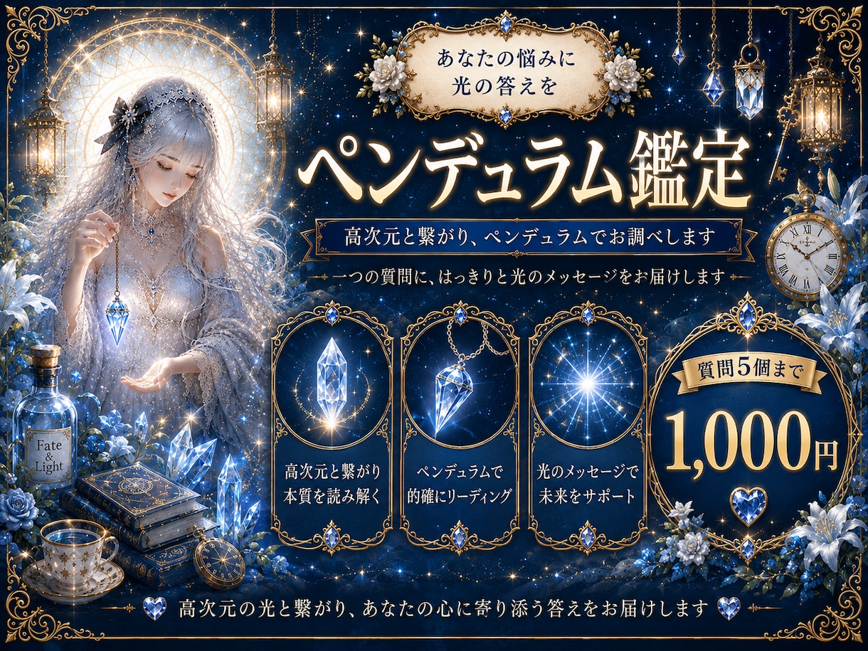 あっという間に解決！ペンデュラムでお調べ致します 高次元と繋がってお答えします！質問5つまで箇条書きでどうぞ♪ イメージ1