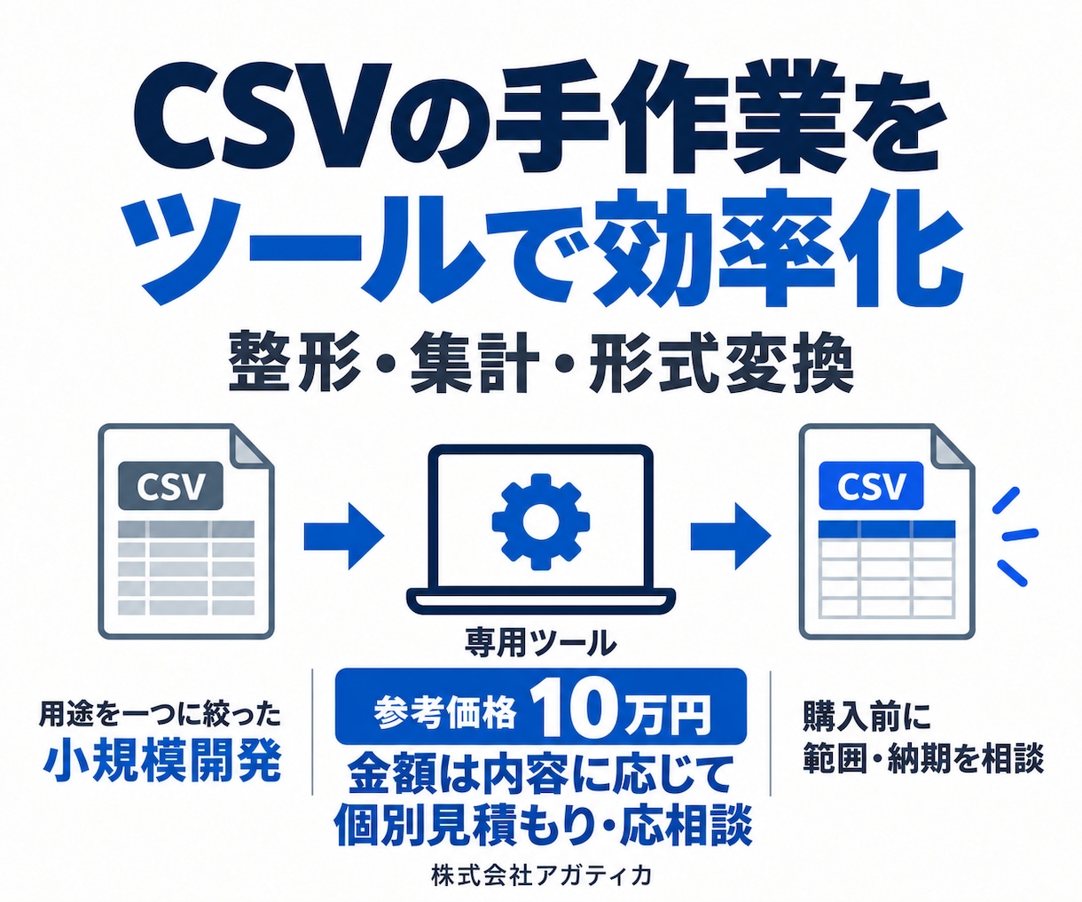 CSV整形・集計などの小規模ツールを開発します 用途を一つに絞り、データ処理の手作業を減らします イメージ1