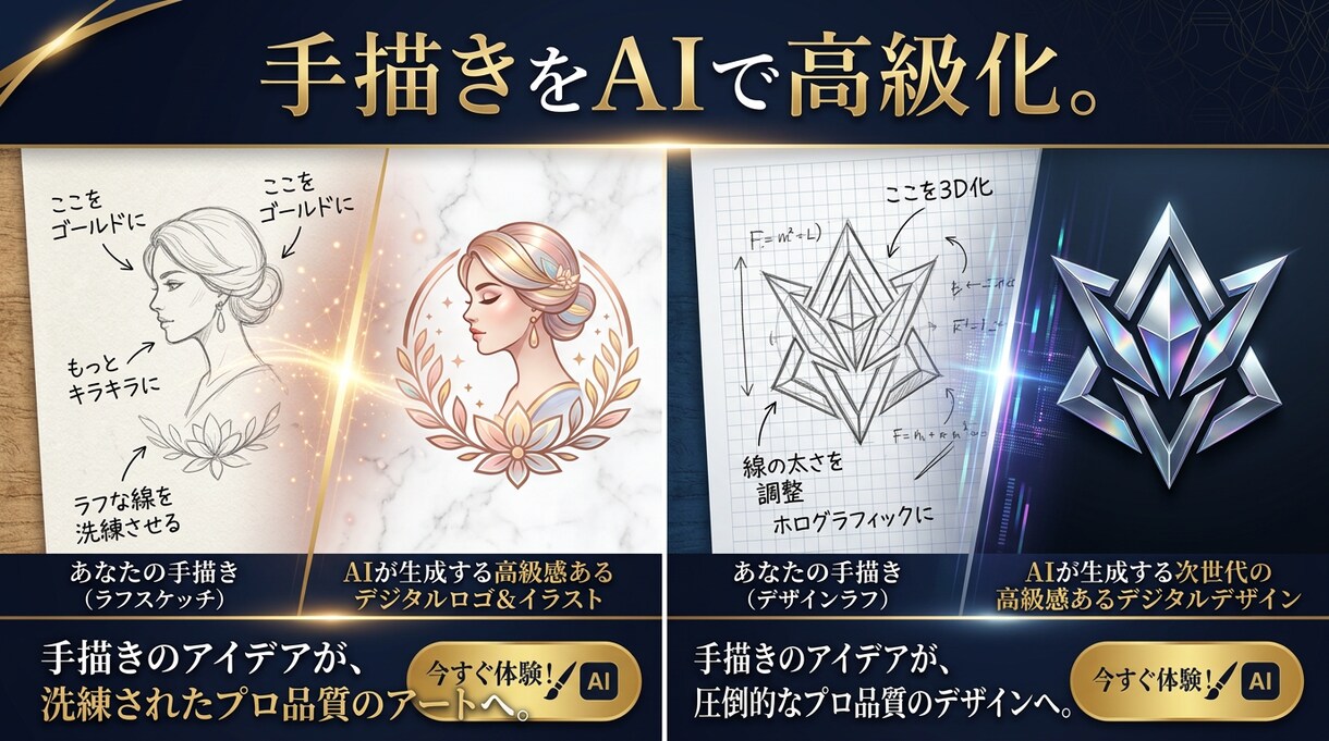 手描き画像のデジタル化いたします あなたの手書きがAIで高級感ある画像に変わります。 イメージ1