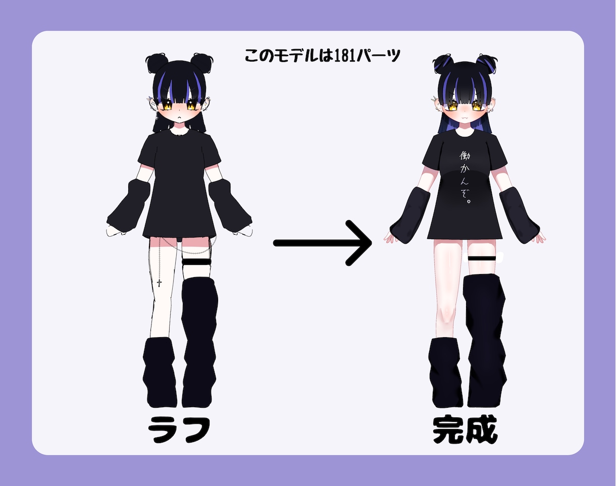 Live2D用パーツ分けイラストを安価で描きます Live2D用のパーツ分けイラストを早く安く描きます！ イメージ3