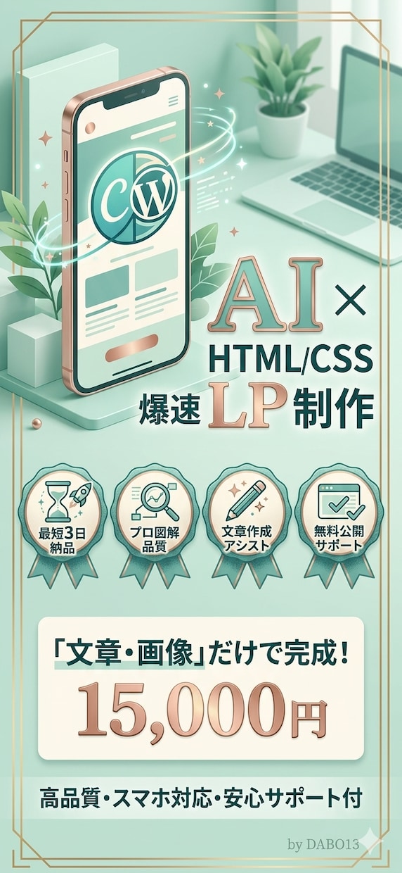 格安で高品質なLP制作します AI活用で最短3日の爆速納品！無料の公開サポートもいたします イメージ1