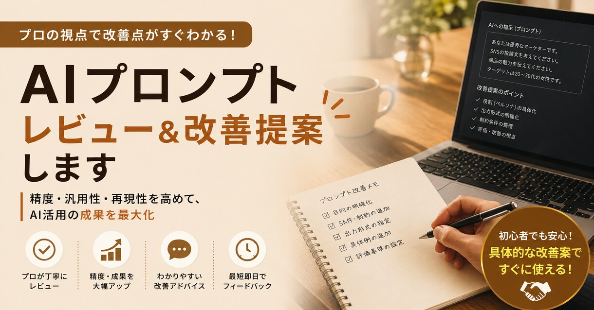 AIプロンプトレビュー＆改善提案ます 現役SEがChatGPT・Claudeプロンプトを即日改善 イメージ1