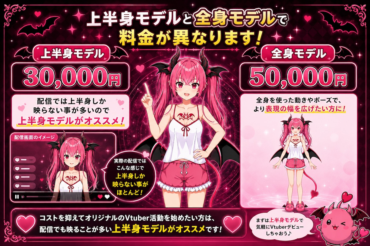 配信デビュー応援！初心者向けVモデルを制作します イラストからモデリングまで初めてのVtuber活動を応援 イメージ3