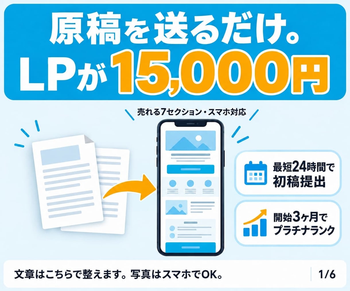 低価格・高品質LPを売れる7構成で迅速に制作します 直感的で分かりやすい「図解」デザイン。編集可能・最短24時間 イメージ3