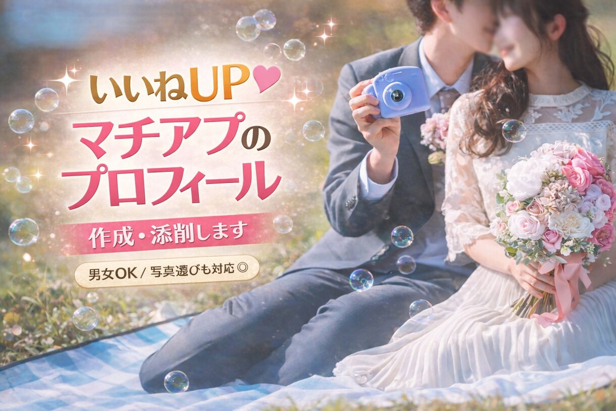 いいねUP♡マチアプのプロフィール作成･添削します 男女OK◎作成も添削も！選ばれるプロフに整えます！ イメージ1