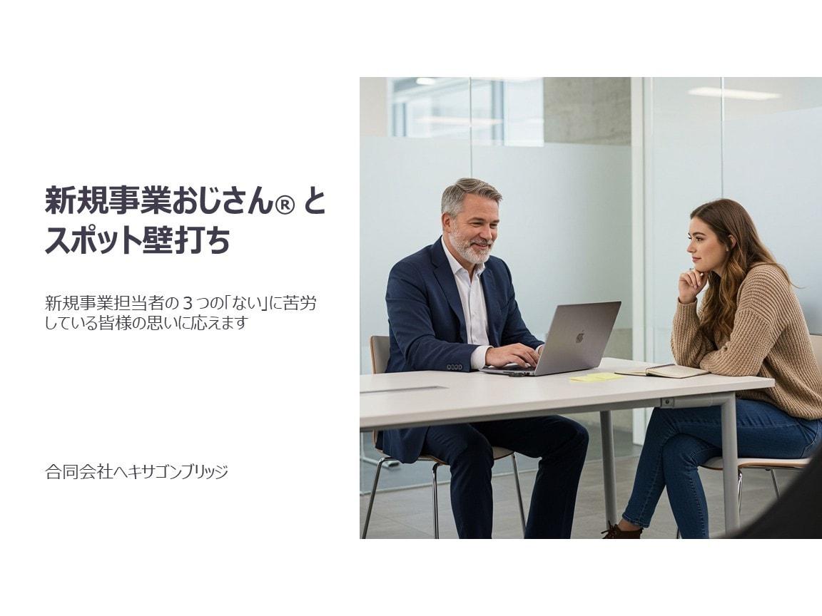 新規事業おじさん®がスポット壁打ちします 新規事業担当者の3つの「ない」に応えます イメージ1