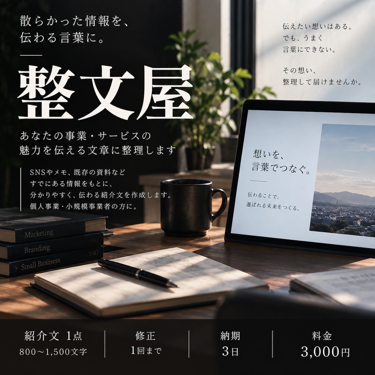 散らかった事業情報を整理します SNSやメモから伝わる事業紹介文を作成 イメージ1