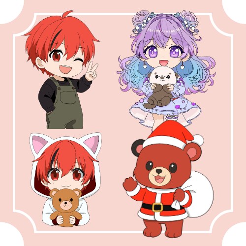 アニメ風のミニキャラクターイラストを制作いたます アニメ塗りが得意です！デフォルメ、ゆるふわ系が得意です！ イメージ2