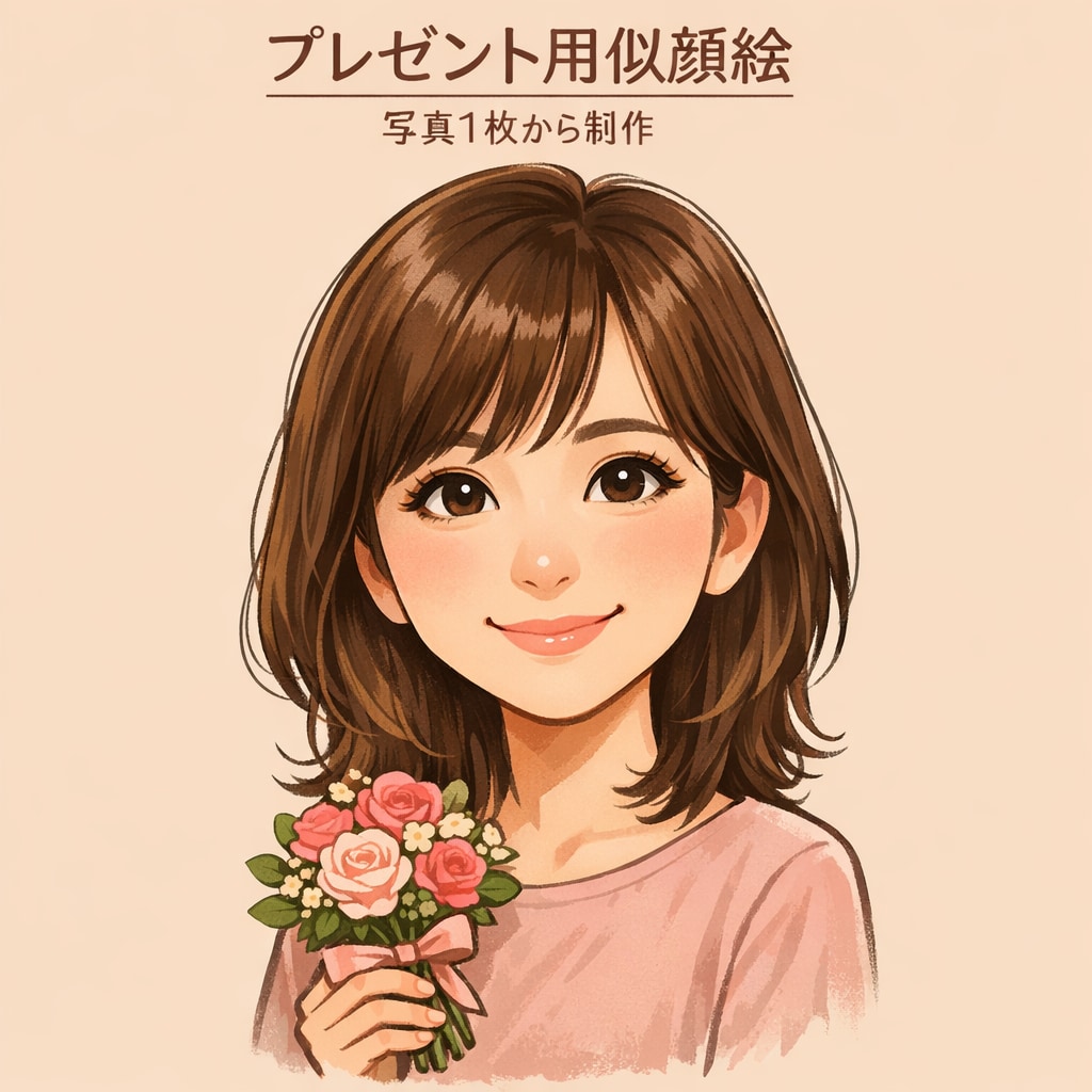 写真から優しい似顔絵イラスト作成します プレゼント・SNS・記念用に可愛い似顔絵制作します。 イメージ1