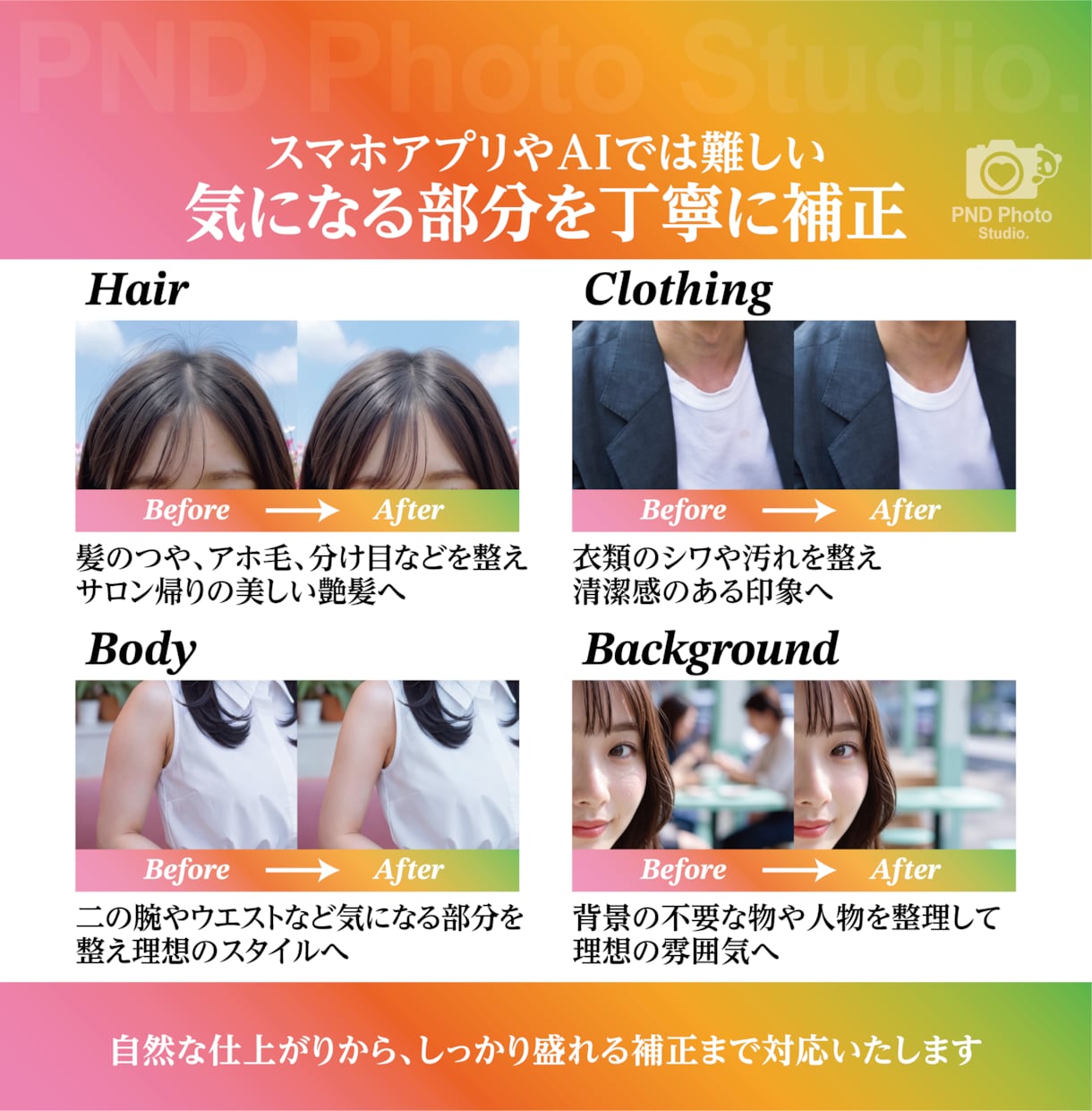 第一印象を変える！垢抜け写真に仕上げます 気になる部分を整えて、もっと選ばれる1枚へ イメージ5