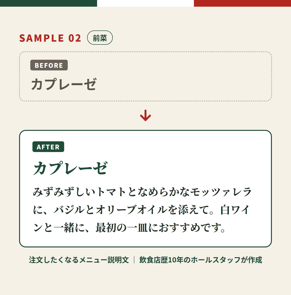 注文したくなる飲食店のメニュー説明文を書きます 個人店のメニュー表・黒板・SNSにそのまま使えます イメージ3