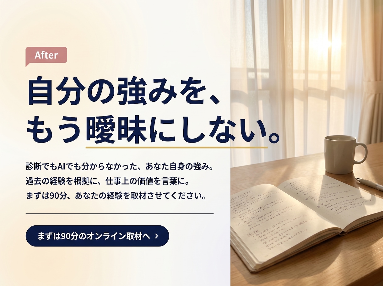 過去を取材し隠れた仕事の強みを証拠付きで見つけます 自分でも気づかない強み・力が出る条件・つまずく癖をトリセツに イメージ10
