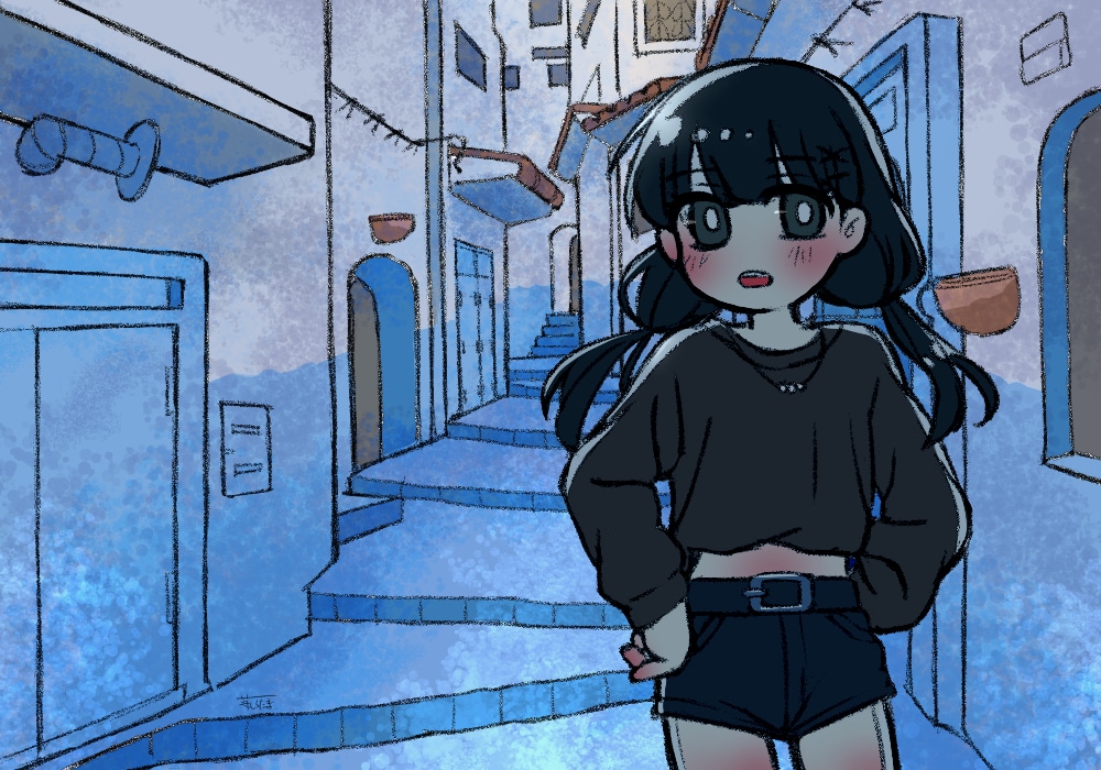 雰囲気のあるミニキャライラスト描きます 美しい街並み×あなたのオリジナルキャラ イメージ2