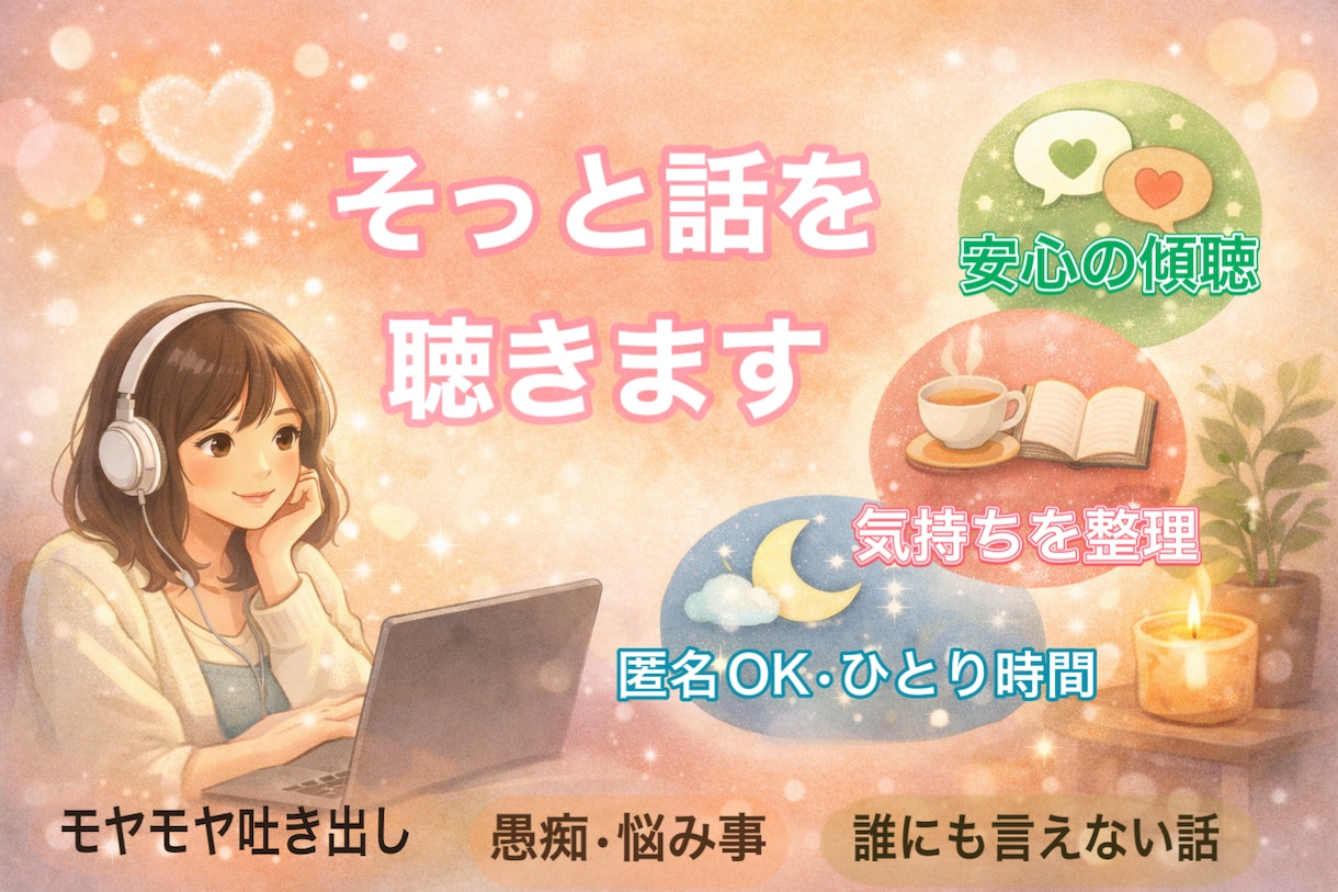 疲れたあなたへ傾聴セラピーを提供します そのままのあなたでOK/ただ聞いてほしい人OK イメージ1