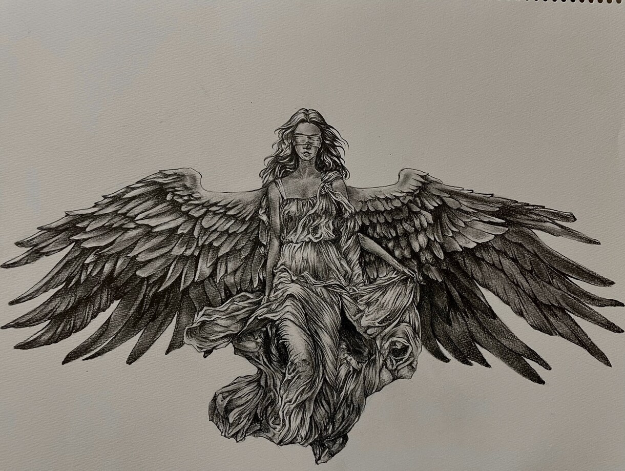 モノクロで天使などの鉛筆画を描きます お部屋に飾れる様な絵を描きます イメージ1