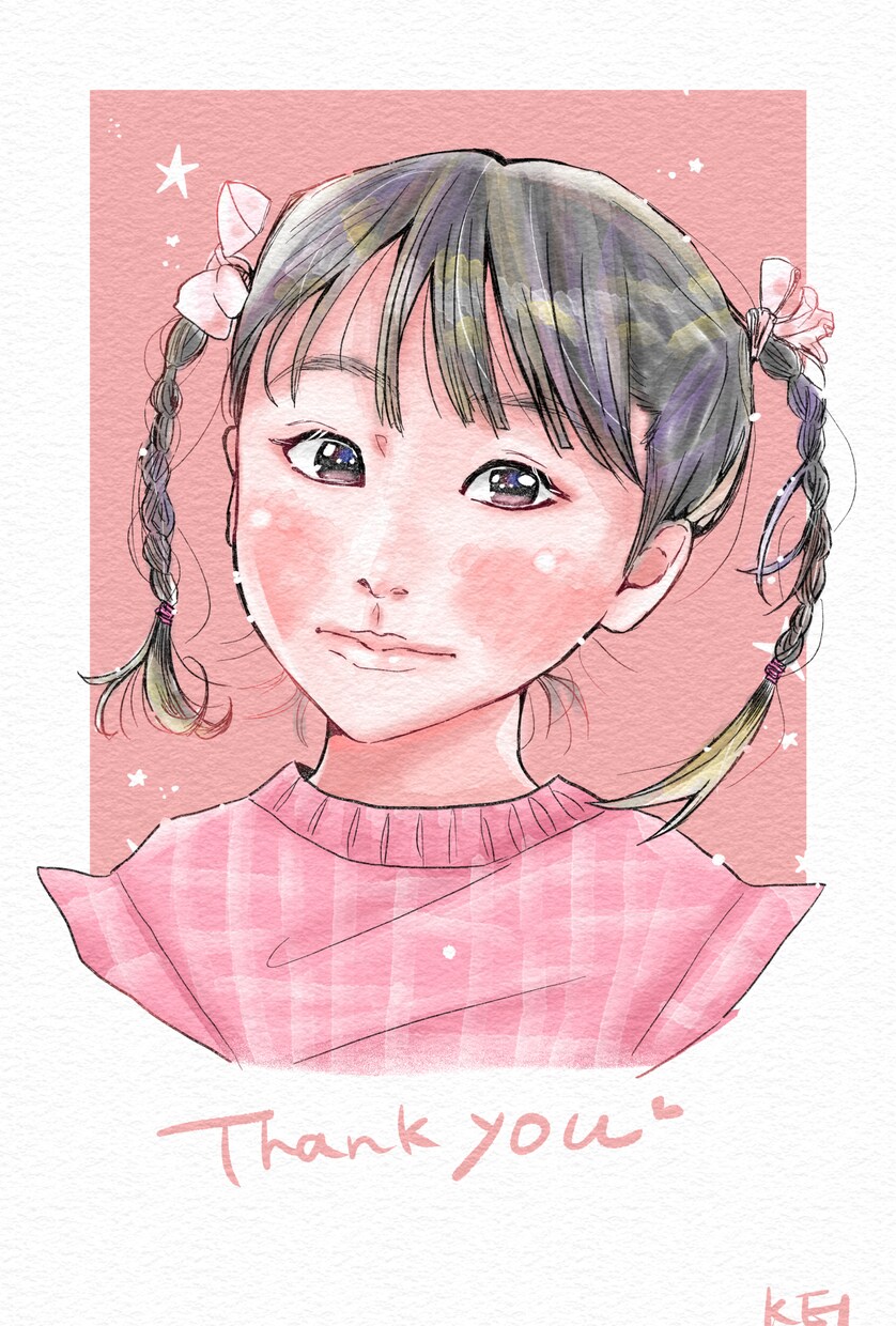 優しいタッチのお子さまの似顔絵お描きします 水彩のあたたかな似顔絵❁⃘*.ﾟ似ているとご好評です♡ イメージ6