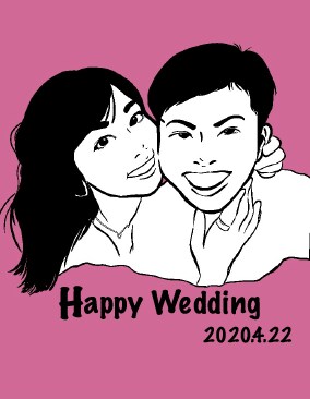 結婚のお祝いに線画イラストを贈ります 結婚報告のSNS投稿用などにご活用ください イメージ3