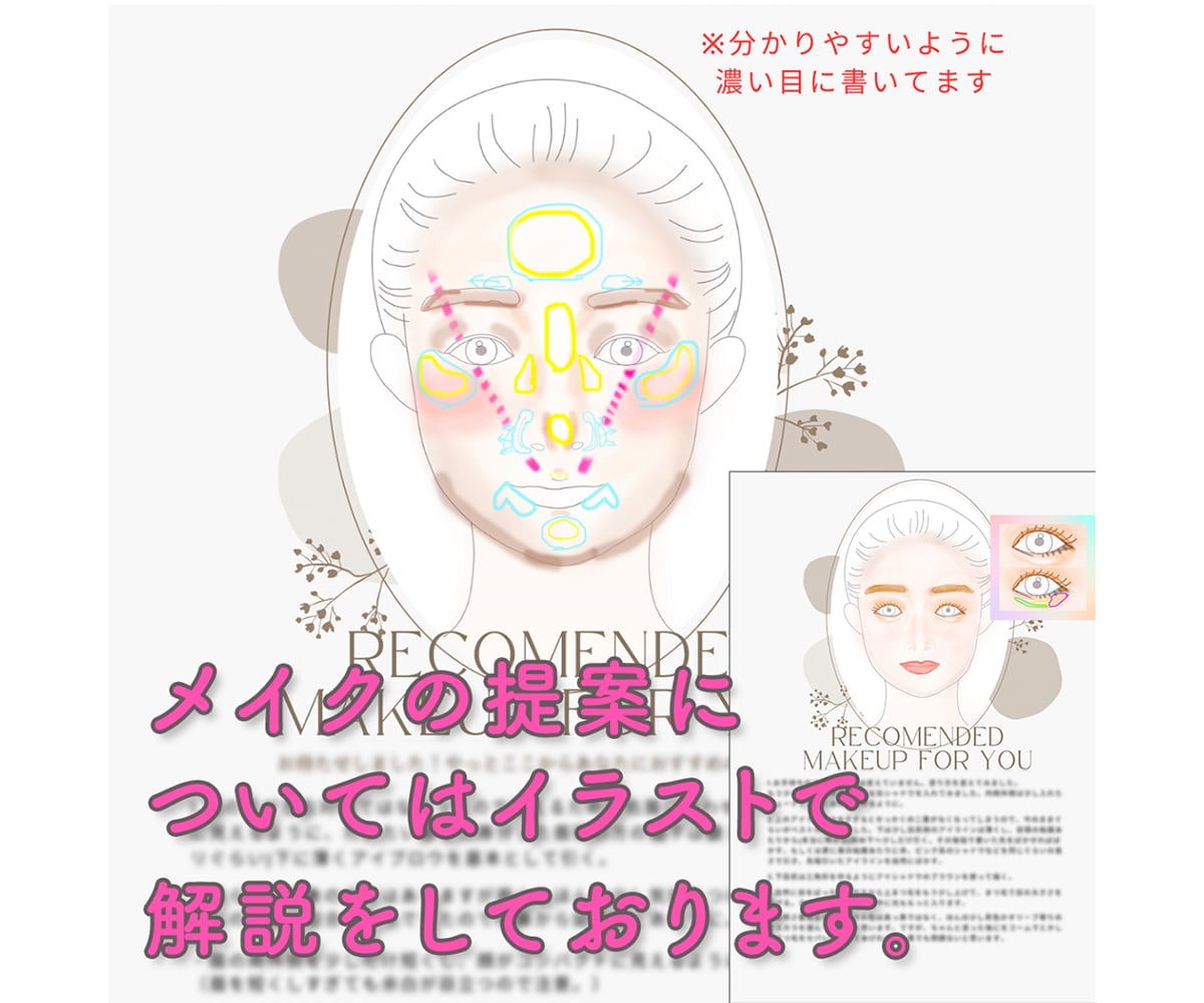 顔分析☆あなただけのために似合わせメイクを考えます メイク診断書(顔分析)♡シュミレーション写真もお作りします！ イメージ5