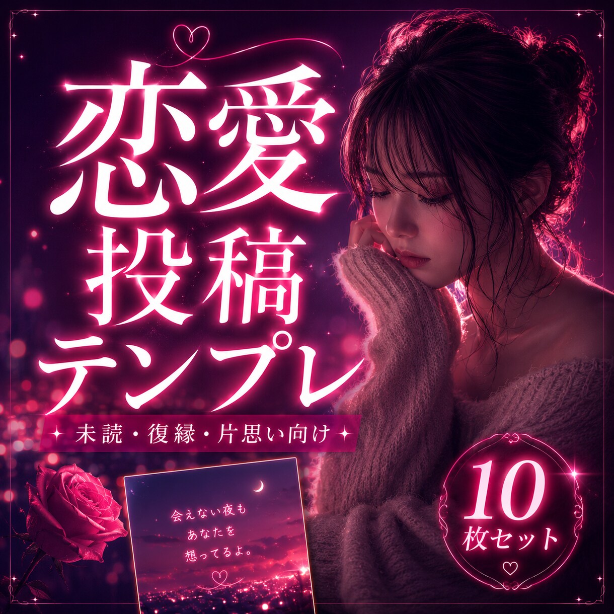 追ってしまう女の恋愛投稿テンプレ作ります 未読・復縁で苦しい夜の恋愛投稿 イメージ1