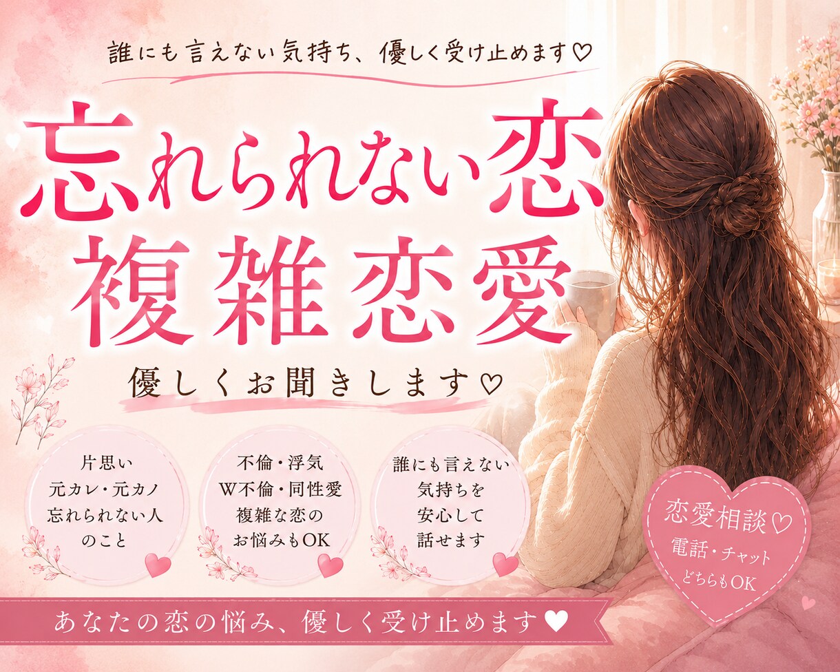 1分だけでもok！復縁・片思い♡恋のお悩み聞きます 片思い/複雑恋愛/復縁/遠距離恋愛/浮気/LINEの返信 イメージ1