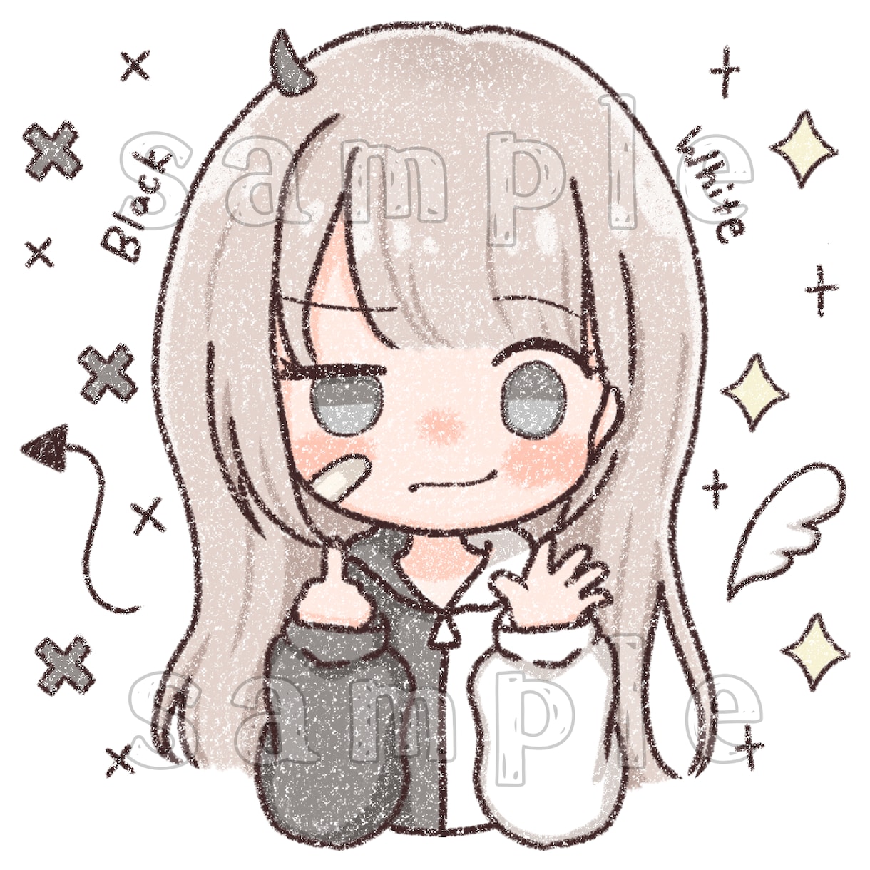 クレヨン風ゆるふわイラスト制作します 自分だけのアイコン、待受、トーク背景を★多様性あり！ イメージ9