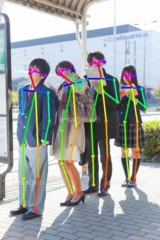 骨格検出のソフトをWebアプリで使えるようにします 画像中の人物の頭・腕・足などの位置を測定できます イメージ1