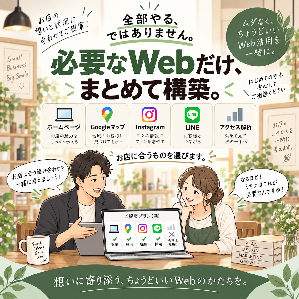小さなお店のWeb環境をまるごと整えます HP・Googleマップ・導線・計測までまとめて構築します イメージ2